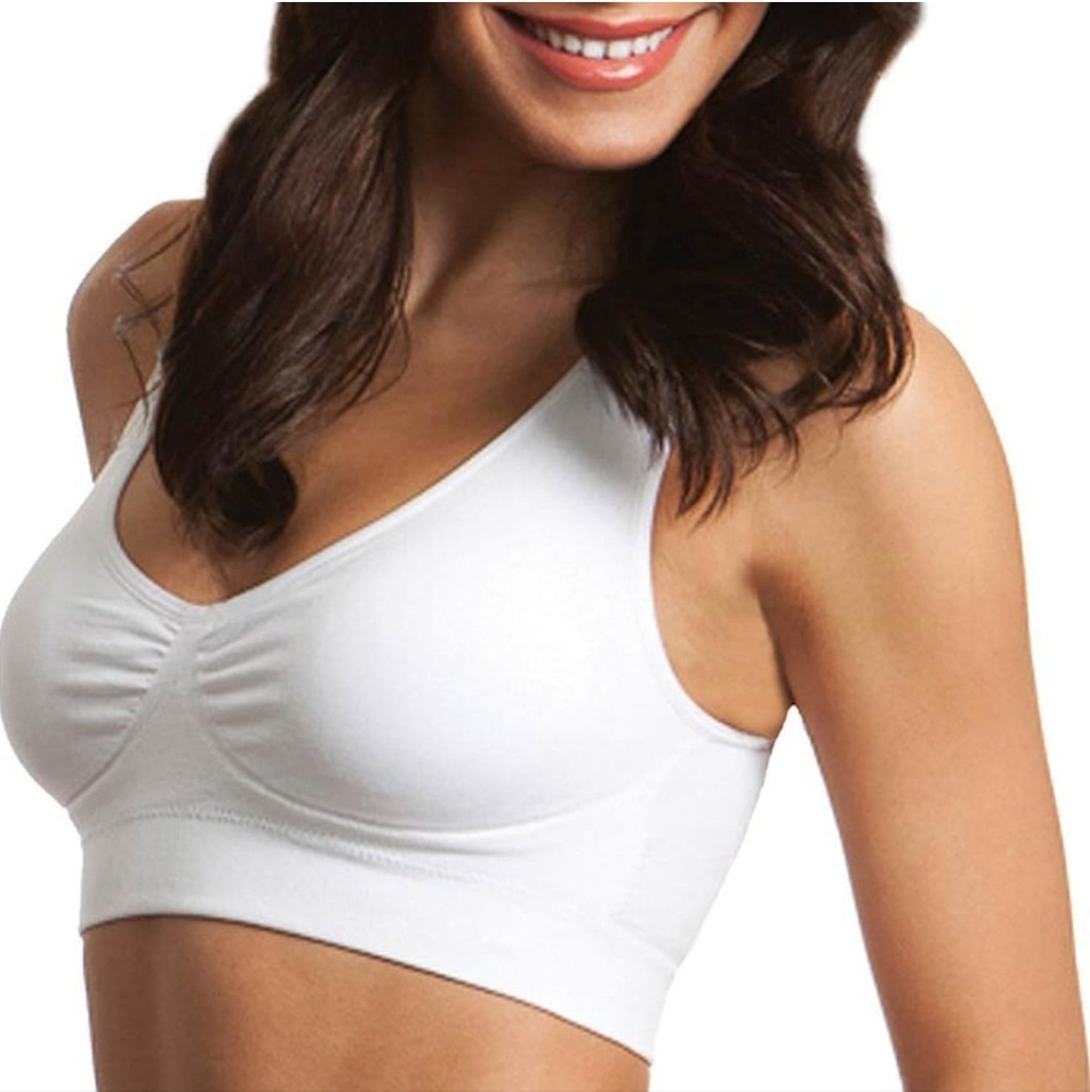 Extreme Fit Soft Supportive Wireless Bra Bralette, White, Sz M